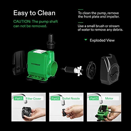 VIVOSUN 800GPH Submersible Pump(3000L/H, 24W), Ultra Quiet Water Pump 5 VIVOSUN 800GPH Submersible Pump(3000L/H, 24W), Ultra Quiet Water Pump - Image 5