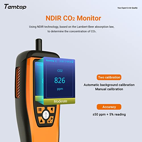 Temtop Air Quality Monitor CO2 Detector Professional Carbon Dioxide PM2.5 PM10 Formaldehyde Temperature and Humidity Monitor w/Audio Alarm Data Export (M2000 2nd) 4 Temtop Air Quality Monitor CO2 Detector Professional Carbon Dioxide PM2.5 PM10 Formaldehyde Temperature and Humidity Monitor w/Audio Alarm Data Export (M2000 2nd) - Image 4