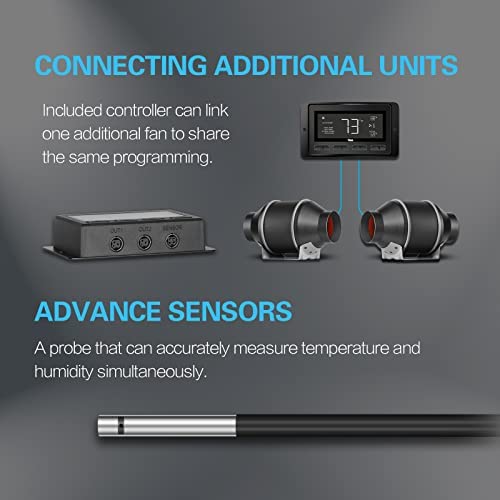 iPower 4 Inch Inline Duct Ventilation Smart Fan, Carbon Filter, 8 Feet Ducting with Temperature Humidity App Control via WiFi, Voice Control with Alexa for Grow Tent, Black 5 iPower 4 Inch Inline Duct Ventilation Smart Fan, Carbon Filter, 8 Feet Ducting with Temperature Humidity App Control via WiFi, Voice Control with Alexa for Grow Tent, Black - Image 5