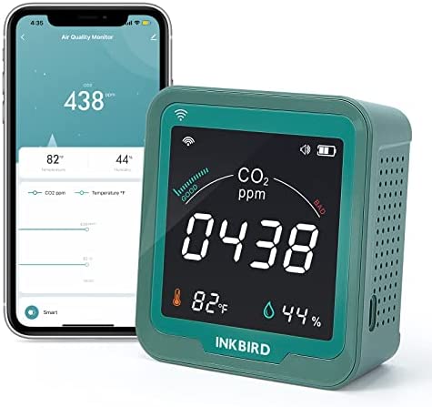 INKBIRD WiFi Indoor Air Quality Monitor, CO2 Detector, Accurate NDIR Sensor, Temperature and Relative Humidity, Indoor CO2 Meter with Data Logger, for Cars, Wine Cellars, Grow Tents, Homes (INK-CO2W). 1 hydroponic co2 monitor