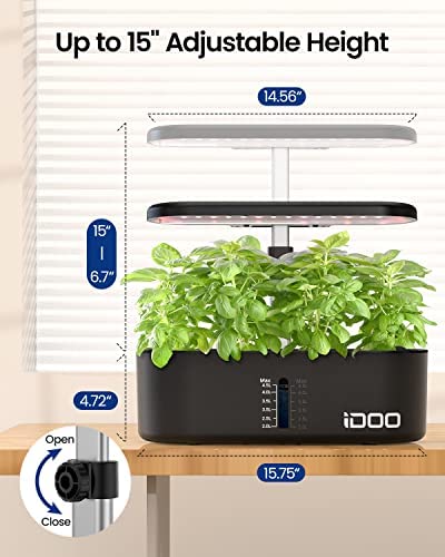 iDOO Hydroponics Growing System, 10 pods Indoor Herb Garden with LED Grow Light, Auto Timer Smart Garden, Water Shortage Alarm, 15'' Height Adjustable, 4.5L Water Tank 4 iDOO Hydroponics Growing System, 10 pods Indoor Herb Garden with LED Grow Light, Auto Timer Smart Garden, Water Shortage Alarm, 15'' Height Adjustable, 4.5L Water Tank - Image 4