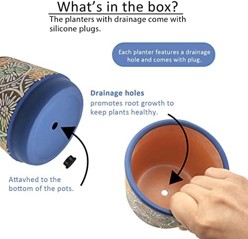 DeeCoo 3 Piece Ceramic Plant pots Indoor Pots Set with Drainage Holes, 5.7/4.7/3.5/inch, Modern Decorative pots Outdoor Plants Lilies, Cacti, Succulents, Snakes, and Bamboo (Blue) 3 DeeCoo 3 Piece Ceramic Plant pots Indoor Pots Set with Drainage Holes, 5.7/4.7/3.5/inch, Modern Decorative pots Outdoor Plants Lilies, Cacti, Succulents, Snakes, and Bamboo (Blue) - Image 3