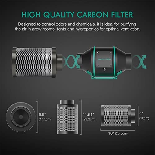 MARS HYDRO 4 Inch Carbon Filter, Inline Air Filter Odor Control with Australian Virgin Charcoal, Carbon Filter for Inline Fan, Grow Tent, Hydroponics, Pre-Filter Included, Reversible Flange 5 MARS HYDRO 4 Inch Carbon Filter, Inline Air Filter Odor Control with Australian Virgin Charcoal, Carbon Filter for Inline Fan, Grow Tent, Hydroponics, Pre-Filter Included, Reversible Flange - Image 5