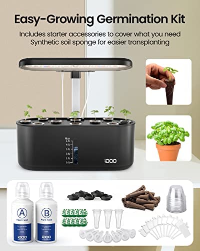 iDOO Hydroponics Growing System, 10 pods Indoor Herb Garden with LED Grow Light, Auto Timer Smart Garden, Water Shortage Alarm, 15'' Height Adjustable, 4.5L Water Tank 6 iDOO Hydroponics Growing System, 10 pods Indoor Herb Garden with LED Grow Light, Auto Timer Smart Garden, Water Shortage Alarm, 15'' Height Adjustable, 4.5L Water Tank - Image 6