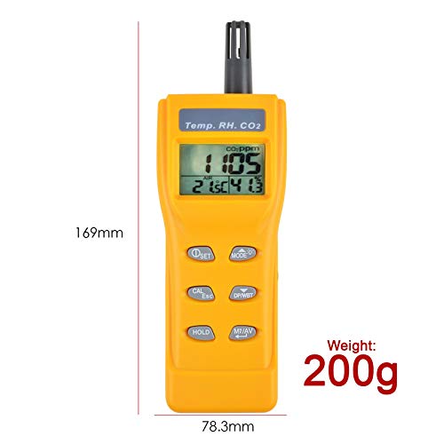 CO2 Meter Air Quality Monitor Handheld CO2 Monitor 0~9999ppm Measurement Carbon Dioxide Temperature Humidity Detector NDIR Sensor Indoor Outdoor Air Quality Tester 6 CO2 Meter Air Quality Monitor Handheld CO2 Monitor 0~9999ppm Measurement Carbon Dioxide Temperature Humidity Detector NDIR Sensor Indoor Outdoor Air Quality Tester - Image 6
