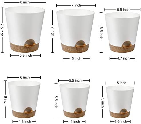 YNNICO Plant Pots Indoor 8/7/6.5/6/5.5/5 Inch Self Watering Planters with Drainage Holes and Saucers, Plastic Flower Pots, Nursery Planting Pot for Indoor Out Door Plants 4 YNNICO Plant Pots Indoor 8/7/6.5/6/5.5/5 Inch Self Watering Planters with Drainage Holes and Saucers, Plastic Flower Pots, Nursery Planting Pot for Indoor Out Door Plants - Image 4