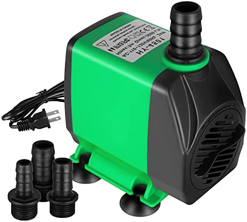 Simple Deluxe 10ft High Lift 800GPH 24W Submersible Pump (3000L/H) with 3 Size Nozzles for Fish Tank, Pond, Aquarium, Statuary, Hydroponics, Fountain, Green 1 hydroponic pump