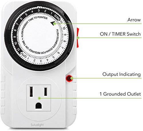 24 Hour Plug-in Mechanical Timer Programmable Indoor Grounded for Aquarium Grow Light Hydroponics Pets Christmas String Lights Home Kitchen Office Appliances, UL Listed 125VAC,60Hz,1725W,15A,1Pack 4 24 Hour Plug-in Mechanical Timer Programmable Indoor Grounded for Aquarium Grow Light Hydroponics Pets Christmas String Lights Home Kitchen Office Appliances, UL Listed 125VAC,60Hz,1725W,15A,1Pack - Image 4