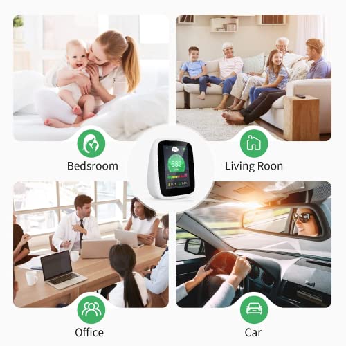 CO2 Carbon Dioxide Detector, 4-in-1 Indoor Air Quality Monitor Portable CO2 Monitor, Tester for Carbon Dioxide, Temperature and Relative Humidity, CO2 Meter with Alarm, for Grow Tents, Homes, Cars 9 CO2 Carbon Dioxide Detector, 4-in-1 Indoor Air Quality Monitor Portable CO2 Monitor, Tester for Carbon Dioxide, Temperature and Relative Humidity, CO2 Meter with Alarm, for Grow Tents, Homes, Cars - Image 9