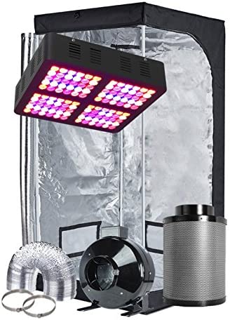 TopoGrow LED Grow Tent Complete Kit LED 600W LED Grow Light Kit +32"X32"X63" Indoor Grow Tent + 4" Fan Filter Ducting Combo Hydroponics Tent System 1 hydroponic fans and filters