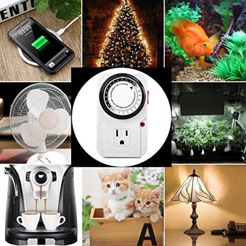 24 Hour Plug-in Mechanical Timer Programmable Indoor Grounded for Aquarium Grow Light Hydroponics Pets Christmas String Lights Home Kitchen Office Appliances, UL Listed 125VAC,60Hz,1725W,15A,1Pack 6 24 Hour Plug-in Mechanical Timer Programmable Indoor Grounded for Aquarium Grow Light Hydroponics Pets Christmas String Lights Home Kitchen Office Appliances, UL Listed 125VAC,60Hz,1725W,15A,1Pack - Image 6