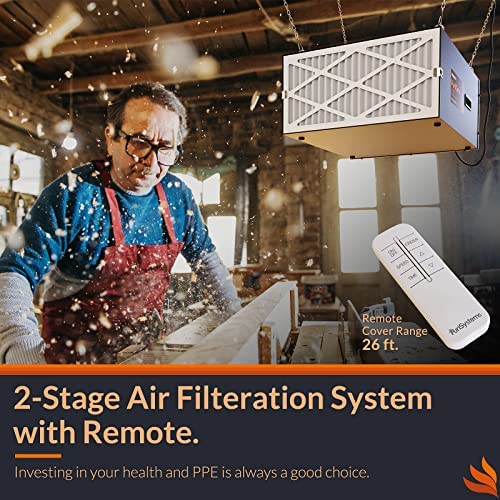 Purisystems 3-Speed Remote Air Filtration System, PuriCare 1100 Hanging Air Filter w/RF Remote for Woodworking, Garage Air Purifier, Shop Dust Collector, up to 1100 sq. ft (1100 CFM) 2 Purisystems 3-Speed Remote Air Filtration System, PuriCare 1100 Hanging Air Filter w/RF Remote for Woodworking, Garage Air Purifier, Shop Dust Collector, up to 1100 sq. ft (1100 CFM) - Image 2