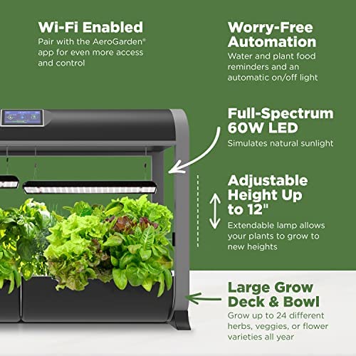 AeroGarden Farm 24Basic with Salad Bar Seed Pod Kit - Indoor Garden with LED Grow Light, Black 6 AeroGarden Farm 24Basic with Salad Bar Seed Pod Kit - Indoor Garden with LED Grow Light, Black - Image 6