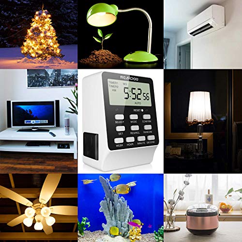 Outlet Timer, NEARPOW Dual Digital Light Timer with 2 Independently-controlled Outlets, 18 ON/OFF Programs, 24-Hour and 7-Day Programmable,Indoor Heavy Duty Electrical Timer Switch, 3 Prong, 15A/1800W 8 Outlet Timer, NEARPOW Dual Digital Light Timer with 2 Independently-controlled Outlets, 18 ON/OFF Programs, 24-Hour and 7-Day Programmable,Indoor Heavy Duty Electrical Timer Switch, 3 Prong, 15A/1800W - Image 8