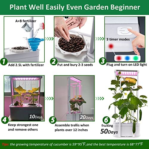 eSuperegrow Hydroponics Growing System,Smart Hydroponic Gardening System with LED Grow Light,Indoor Garden Hydroponic Herb Grow Kit with Climbing Trellis for Short Tomato,Basil,Pepper,Cucumber 6 eSuperegrow Hydroponics Growing System,Smart Hydroponic Gardening System with LED Grow Light,Indoor Garden Hydroponic Herb Grow Kit with Climbing Trellis for Short Tomato,Basil,Pepper,Cucumber - Image 6