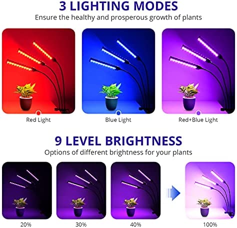 Grow Light for Indoor Plants - Adjustable Gooseneck Growing Light Strip W/9 Dimmable Red Blue Spectrum 3 Modes Auto ON/Off 3/9/12H Timer for Flower Greenhouse Veg Hydroponic Succulent Potted Growth 2 Grow Light for Indoor Plants - Adjustable Gooseneck Growing Light Strip W/9 Dimmable Red Blue Spectrum 3 Modes Auto ON/Off 3/9/12H Timer for Flower Greenhouse Veg Hydroponic Succulent Potted Growth - Image 2