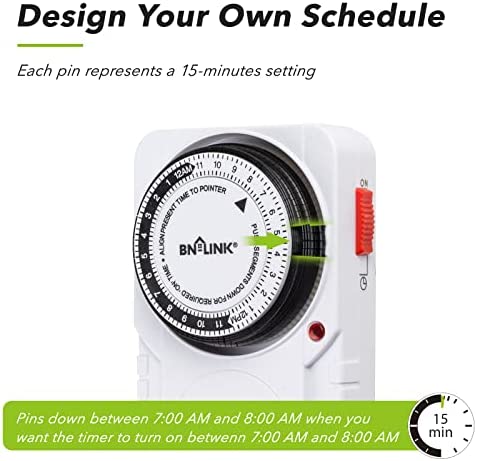 BN-LINK 24 Hour Plug-in Mechanical Timer Grounded Aquarium, Grow Light, Hydroponics, Pets, Home, Kitchen, Office, Appliances, ETL Listed 125VAC, 60 Hz, 1875W, 15A, 1/2HP (1) 4 BN-LINK 24 Hour Plug-in Mechanical Timer Grounded Aquarium, Grow Light, Hydroponics, Pets, Home, Kitchen, Office, Appliances, ETL Listed 125VAC, 60 Hz, 1875W, 15A, 1/2HP (1) - Image 4
