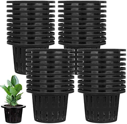 Jucoan 40 Pack 4 Inch Net Pots, Garden Slotted Mesh Net Cups, Plastic Orchids Pot Plant Nursery Basket with Wide Lip for Aquaponics, Hydroponics 1 hydroponic pots