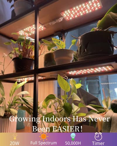 DOMMIA Grow Lights for Indoor Plants, 20W Full Spectrum LED Grow Light with Auto ON & Off Timer, 132 LEDs Sunlike Plant Light for Hydroponics, Succulents & More, Easy to Assemble(2Pcs) 2 DOMMIA Grow Lights for Indoor Plants, 20W Full Spectrum LED Grow Light with Auto ON & Off Timer, 132 LEDs Sunlike Plant Light for Hydroponics, Succulents & More, Easy to Assemble(2Pcs) - Image 2