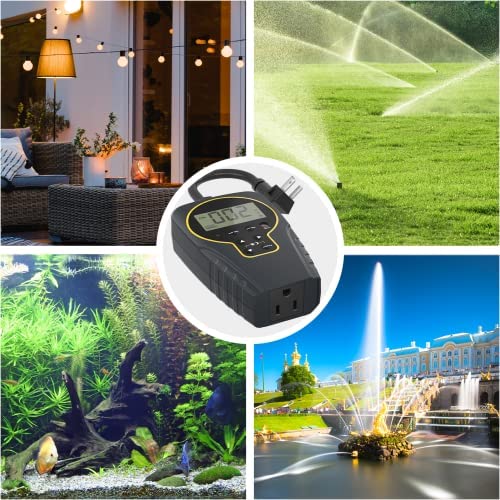 NEARPOW Outdoor Timer with Light Sensor, Electrical Outlets Waterproof, Programmable Countdown Timer, Dawn to Dusk Sensor, for Pool Pumps, Lights, Home, Garden Etc. 1875W/125V 6 NEARPOW Outdoor Timer with Light Sensor, Electrical Outlets Waterproof, Programmable Countdown Timer, Dawn to Dusk Sensor, for Pool Pumps, Lights, Home, Garden Etc. 1875W/125V - Image 6