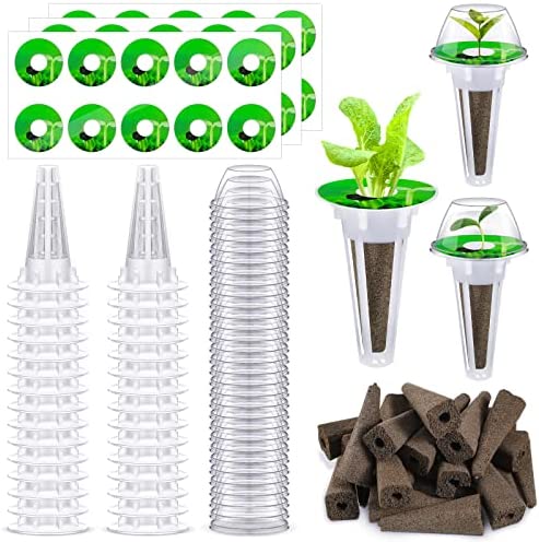 Hydroponic Garden Accessories Pod Kit Including Grow Baskets Transparent Insulation Lids Plant Grow Sponges Labels for Seed Starting System (120 Pieces) 1 hydroponics reflection paper