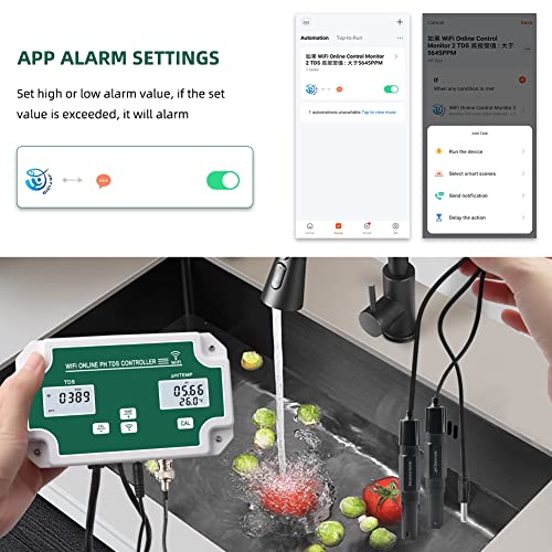 Yewhick WiFi Water Quality Monitor with Controller, Online pH TDS Monitor for RO Water System, Zero Water, Hard Water, Hydroponics System Agricultural Irrigation, Support Tuya APP Remote Control 3 Yewhick WiFi Water Quality Monitor with Controller, Online pH TDS Monitor for RO Water System, Zero Water, Hard Water, Hydroponics System Agricultural Irrigation, Support Tuya APP Remote Control - Image 3