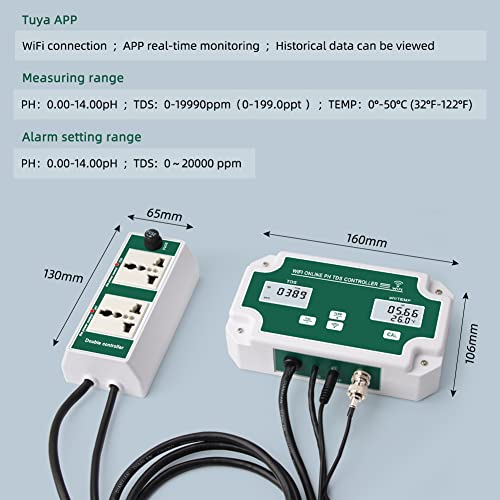 Yewhick WiFi Water Quality Monitor with Controller, Online pH TDS Monitor for RO Water System, Zero Water, Hard Water, Hydroponics System Agricultural Irrigation, Support Tuya APP Remote Control 6 Yewhick WiFi Water Quality Monitor with Controller, Online pH TDS Monitor for RO Water System, Zero Water, Hard Water, Hydroponics System Agricultural Irrigation, Support Tuya APP Remote Control - Image 6