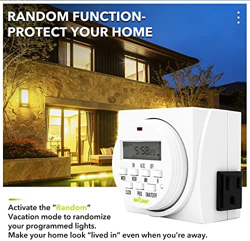 BN-LINK 7 Day Heavy Duty Digital Programmable Timer, FD60 U6, 115V, 60Hz, Dual Outlet, Indoor, for Lamp Light Fan Security UL Listed 4 BN-LINK 7 Day Heavy Duty Digital Programmable Timer, FD60 U6, 115V, 60Hz, Dual Outlet, Indoor, for Lamp Light Fan Security UL Listed - Image 4