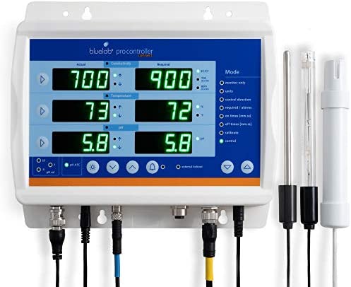 Bluelab CONTPRO Pro Controller for Fully Automated 24/7 Digital Monitor, Dosing, and Data Logging of Hydroponics Reservoir (Base Only, No Pump), includes pH, EC, and temperature probe 1 hydroponic climate control systems
