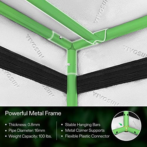 VIVOSUN S448 4x4 Grow Tent, 48"x48"x80" High Reflective Mylar with Observation Window and Floor Tray for Hydroponics Indoor Plant for VS4000/VSF4300 7 VIVOSUN S448 4x4 Grow Tent, 48"x48"x80" High Reflective Mylar with Observation Window and Floor Tray for Hydroponics Indoor Plant for VS4000/VSF4300 - Image 7