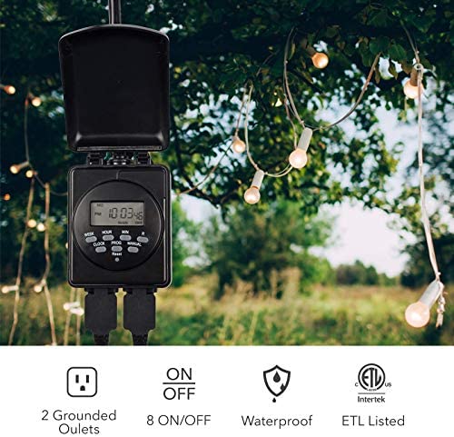 BN-LINK 7 Day Outdoor Heavy Duty Digital Programmable Timer, Dual Outlet, Weatherproof, 1875W 1/2HP 6 BN-LINK 7 Day Outdoor Heavy Duty Digital Programmable Timer, Dual Outlet, Weatherproof, 1875W 1/2HP - Image 6
