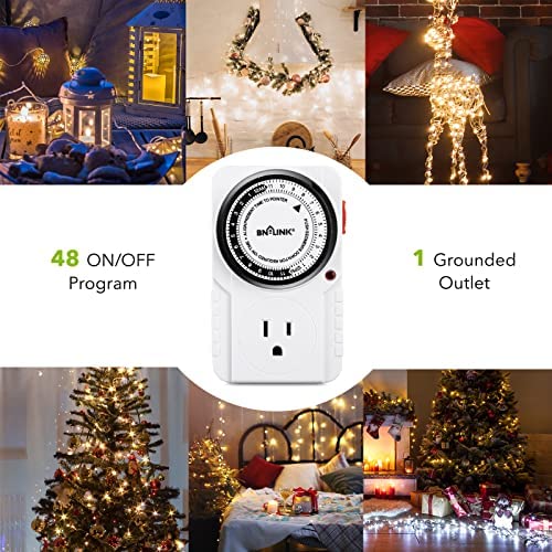 BN-LINK 24 Hour Plug-in Mechanical Timer Grounded Aquarium, Grow Light, Hydroponics, Pets, Home, Kitchen, Office, Appliances, ETL Listed 125VAC, 60 Hz, 1875W, 15A, 1/2HP (1) 6 BN-LINK 24 Hour Plug-in Mechanical Timer Grounded Aquarium, Grow Light, Hydroponics, Pets, Home, Kitchen, Office, Appliances, ETL Listed 125VAC, 60 Hz, 1875W, 15A, 1/2HP (1) - Image 6