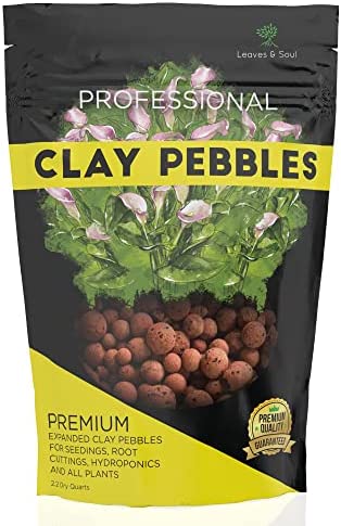 Professional Clay Pebbles | Expanded for Seedlings, Root Cuttings, Hydroponics, Plants | Lightweight Soil Additive | Large 2.2 Quarts | Made in USA 1 hydroponic additives