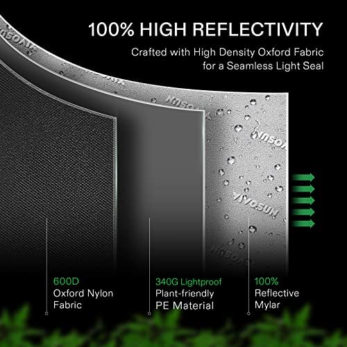 VIVOSUN S108 10x10 Grow Tent, 120"x120"x80" High Reflective Mylar with Observation Window and Floor Tray for Hydroponics Indoor Plant for VSF6450 2 VIVOSUN S108 10x10 Grow Tent, 120"x120"x80" High Reflective Mylar with Observation Window and Floor Tray for Hydroponics Indoor Plant for VSF6450 - Image 2