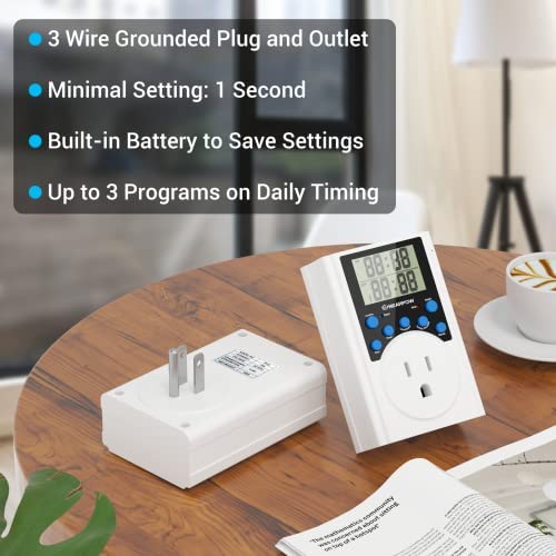 Timer Outlet, Nearpow Multifunctional Infinite Cycle Programmable Plug-in Digital Timer Switch with 3-Prong Outlet for Appliances, Energy-Saving Timer, 15A/1800W 5 Timer Outlet, Nearpow Multifunctional Infinite Cycle Programmable Plug-in Digital Timer Switch with 3-Prong Outlet for Appliances, Energy-Saving Timer, 15A/1800W - Image 5