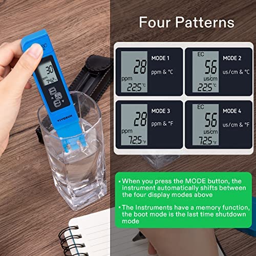 VIVOSUN pH and TDS Meter Combo, 0.05ph High Accuracy Pen Type pH Meter ± 2% Readout Accuracy 3-in-1 TDS EC Temperature Meter for Hydroponics, Household Drinking, and Aquarium, UL Certified 3 VIVOSUN pH and TDS Meter Combo, 0.05ph High Accuracy Pen Type pH Meter ± 2% Readout Accuracy 3-in-1 TDS EC Temperature Meter for Hydroponics, Household Drinking, and Aquarium, UL Certified - Image 3