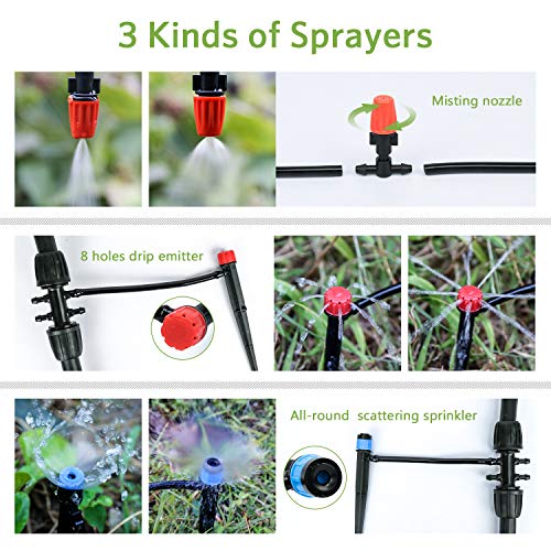 MIXC 226FT Greenhouse Micro Drip Irrigation Kit Automatic Irrigation System Patio Misting Plant Watering System with 1/4 inch 1/2 inch Blank Distribution Tubing Hose Adjustable Nozzle Emitters Sprinkler Barbed Fittings 2 MIXC 226FT Greenhouse Micro Drip Irrigation Kit Automatic Irrigation System Patio Misting Plant Watering System with 1/4 inch 1/2 inch Blank Distribution Tubing Hose Adjustable Nozzle Emitters Sprinkler Barbed Fittings - Image 2