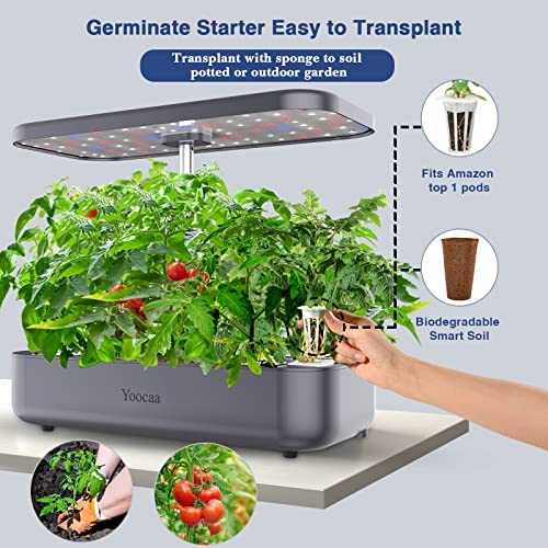 Yoocaa 12 Hydroponics Growing System, Indoor Herb Garden with LED Light, Up to 19.4'' Height Adjustable Indoor Gardening System, Gardening Gifts for Women Mom(Grey) 5 Yoocaa 12 Hydroponics Growing System, Indoor Herb Garden with LED Light, Up to 19.4'' Height Adjustable Indoor Gardening System, Gardening Gifts for Women Mom(Grey) - Image 5
