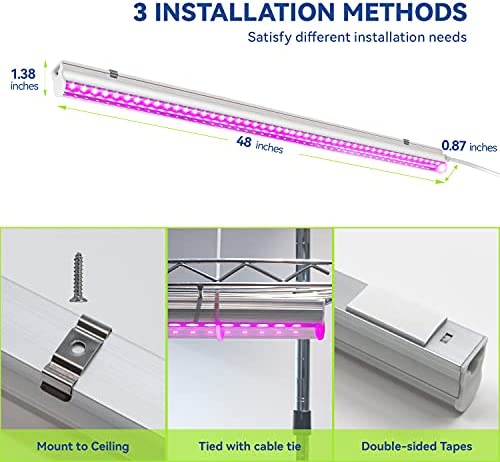 Monios-L T5 Grow Lights 4ft, LED Plant Grow Light, 120W (6 x 20W), LED Grow Light Strip for Greenhouse, Plant Grow Shelf, Plug and Play Easy Installation, 6-Pack 5 Monios-L T5 Grow Lights 4ft, LED Plant Grow Light, 120W (6 x 20W), LED Grow Light Strip for Greenhouse, Plant Grow Shelf, Plug and Play Easy Installation, 6-Pack - Image 5