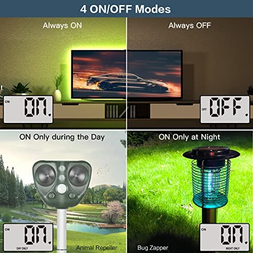 Techbee 1 s to 999 h Short/Long On-Off Interval Repeat Cycle Timer Plug Outlet with Countdown and Light Sensor, Waterproof for Outdoor (15A 3/4HP) 4 Techbee 1 s to 999 h Short/Long On-Off Interval Repeat Cycle Timer Plug Outlet with Countdown and Light Sensor, Waterproof for Outdoor (15A 3/4HP) - Image 4