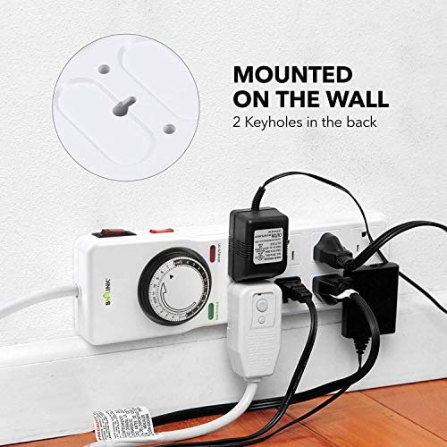 BN-LINK 8 Outlet Surge Protector with Mechanical Timer (4 Outlets Timed, 4 Outlets Always On) - White 4 BN-LINK 8 Outlet Surge Protector with Mechanical Timer (4 Outlets Timed, 4 Outlets Always On) - White - Image 4