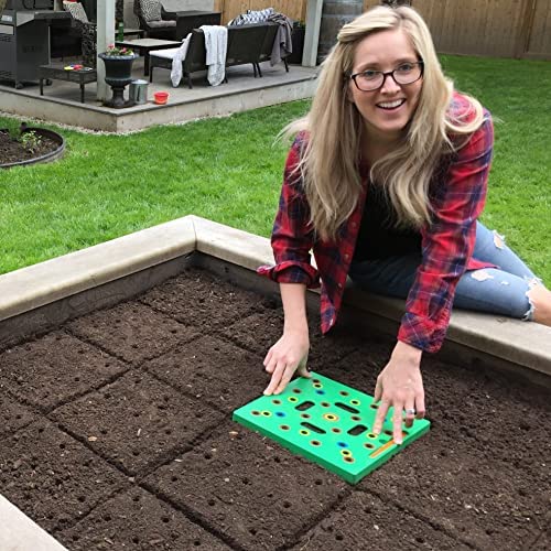 Seeding Square – Seed Sowing Template for Maximum Harvest - Square Foot Gardening Tool Kit – Includes: Color Coded Seed Spacer & Magnetic Seed Dibber/Seed Ruler/Seed Spoon & Vegetable Planting Guide 1 hydroponic gardening tools