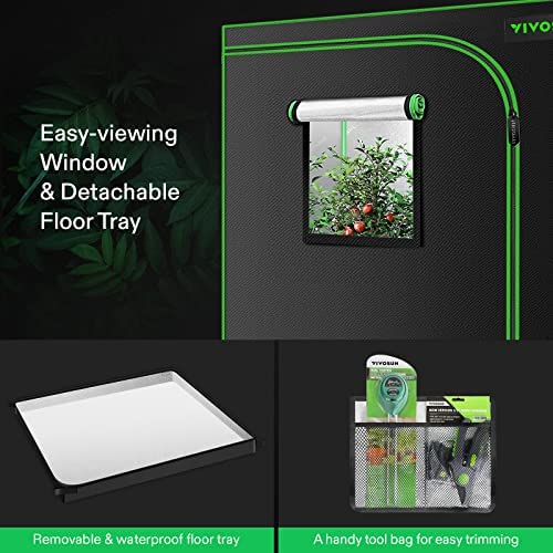 VIVOSUN S448 4x4 Grow Tent, 48"x48"x80" High Reflective Mylar with Observation Window and Floor Tray for Hydroponics Indoor Plant for VS4000/VSF4300 5 VIVOSUN S448 4x4 Grow Tent, 48"x48"x80" High Reflective Mylar with Observation Window and Floor Tray for Hydroponics Indoor Plant for VS4000/VSF4300 - Image 5