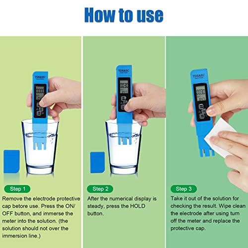 PH and TDS Meter Combo, Tuecota Digital ph Water Tester, 3-in-1 TDS Temperature & EC Meter, Digital Water Tester, Ultrahigh Accuracy Water Quality Tester for Drinking Water, Hydroponics, Aquarium etc 6 PH and TDS Meter Combo, Tuecota Digital ph Water Tester, 3-in-1 TDS Temperature & EC Meter, Digital Water Tester, Ultrahigh Accuracy Water Quality Tester for Drinking Water, Hydroponics, Aquarium etc - Image 6