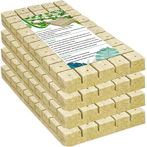 Halatool 1 Inch Garden Rockwool Stonewool Rockwool Grow Cubes Starter Plugs for Soilless Cultivation Clone Plants Hydroponics Germination Start (4 Sheets) 1 hydroponic rockwool