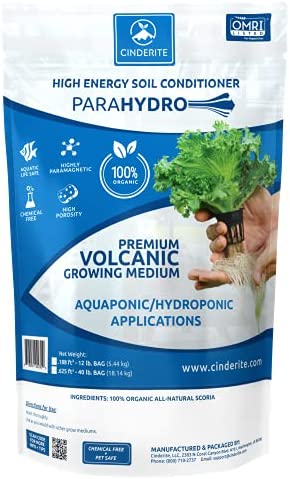 Cinderite 100% Organic ParaHydro Specifically Designed for Hydroponic and Aquaponic Applications-Volcanic Additive stimulates Micro-Organism Activity. Safe Around Children & Aquatic Life – 12 lb. Bag 1 hydroponic additives