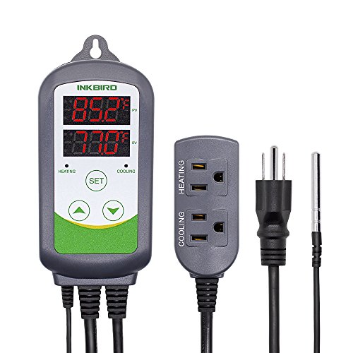 Inkbird ITC-308 Digital Temperature Controller 2-Stage Outlet Thermostat Heating and Cooling Mode Carboy Homebrew Fermenter Greenhouse Terrarium 110V 10A 1100W 1 hydroponic climate control systems