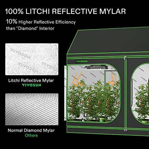 VIVOSUN R846 4x8 Grow Tent, 96"x48"x72" Roof Cube Tent with Observation Window and Floor Tray for Hydroponics Indoor Plant for VS4000/VSF4300 6 VIVOSUN R846 4x8 Grow Tent, 96"x48"x72" Roof Cube Tent with Observation Window and Floor Tray for Hydroponics Indoor Plant for VS4000/VSF4300 - Image 6