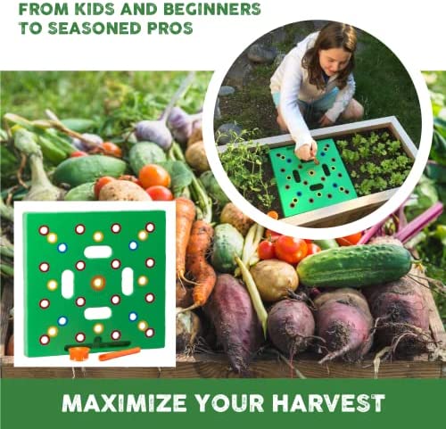 Seeding Square – Seed Sowing Template for Maximum Harvest - Square Foot Gardening Tool Kit – Includes: Color Coded Seed Spacer & Magnetic Seed Dibber/Seed Ruler/Seed Spoon & Vegetable Planting Guide 4 Seeding Square – Seed Sowing Template for Maximum Harvest - Square Foot Gardening Tool Kit – Includes: Color Coded Seed Spacer & Magnetic Seed Dibber/Seed Ruler/Seed Spoon & Vegetable Planting Guide - Image 4