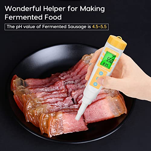 YINMIK Digital pH Meter for Food, pH Probe for Sourdough and Bread Dough, Checking The pH of Fermenting Sausages and Salami, Waterproof pH Tester for Solid and Liquid Soft Soil Sample 4 YINMIK Digital pH Meter for Food, pH Probe for Sourdough and Bread Dough, Checking The pH of Fermenting Sausages and Salami, Waterproof pH Tester for Solid and Liquid Soft Soil Sample - Image 4